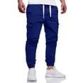 thumbnail image 1 of Resicozy Men's Hiking Cargo Pants Joggers Slim Fit Stretch Lightweight Casual Work Pants with Pockets Elastic Drawstring Waist Royal Blue L, 1 of 5