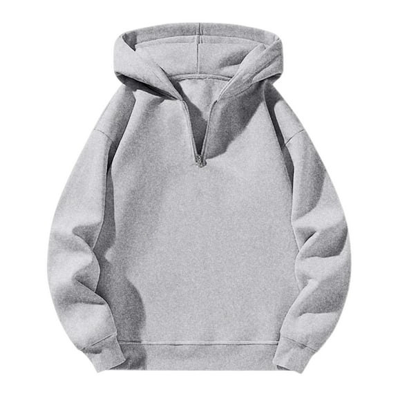 Resicozy Men's Hoodie Quarter Zip Pullover Sweatshirts Solid Color Hoodies Casual Long Sleeve Athletic Hooded Sweat Shirt for Men Gray 3XL
