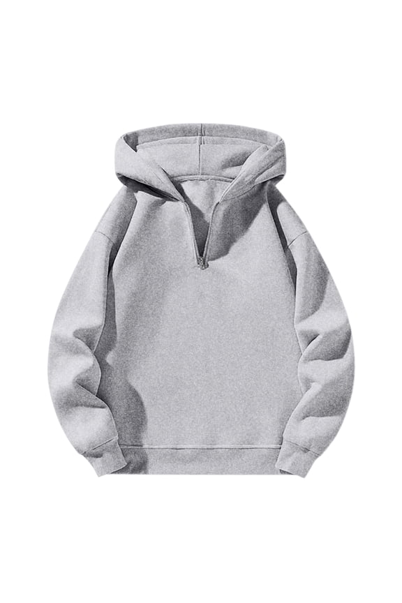 Men's Hoodie Quarter Zip Pullover Sweatshirts Solid Color Hoodies Casual Long Sleeve Athletic Hooded Sweat Shirt for Men Gray 3XL