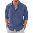 thumbnail image 1 of Resicozy Men's Long Sleeve Button Down Shirts Casual Fashion Dress Shirt Beach Wedding Solid Color Shirts with Pockets Royal Blue M, 1 of 2
