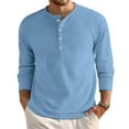 thumbnail image 1 of Resicozy Men's Long Sleeve Waffle Henley Shirts Casual Fall Shirts Button T-Shirt Lightweight Basic Tops Crewneck Sweatshirts Light Blue M, 1 of 8
