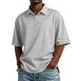 thumbnail image 1 of Resicozy Men's Polo Shirts Short Sleeve Button Down Golf Classic Fit Casual Fashion Solid Color T-Shirt Light Gray 3XL, 1 of 8