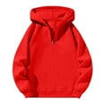 thumbnail image 1 of Resicozy Men's Quarter Zip Hoodies Zip Up Solid Color Hoodie Long Sleeve Drop Shoulder Sweatshirt Casual Pullover Red L, 1 of 7