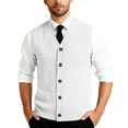 thumbnail image 1 of Resicozy Men's Sleeveless Sweater Vest V-Neck Casual Knit Button Down Solid Color Cardigan Vest White 4XL, 1 of 7