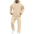 thumbnail image 1 of Resicozy Men's Tracksuit 2 Piece Set Zip Up Hoodie and Wide Leg Sweatpants Set with Pockets Soft Comfortable for Daily Wear Gym Beige XL, 1 of 8