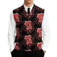 thumbnail image 1 of Resicozy Men's Valentines Day Sweater Vest Dressy Knit V Neck Button Down Casual Print Sleeveless Cardigan Sweaters Deep Red#1 2XL, 1 of 6