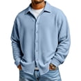 thumbnail image 1 of Resicozy Men's Waffle Button Down Shirts Fashion Casual Long Sleeve Jacket Lightweight Solid Color Shirt 2026 Light Blue M, 1 of 6