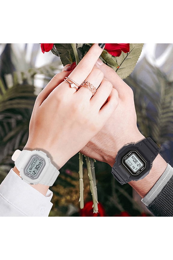 Men's Women's Unisex Digital Watch with Big Face Color Multi Function Wristwatch White