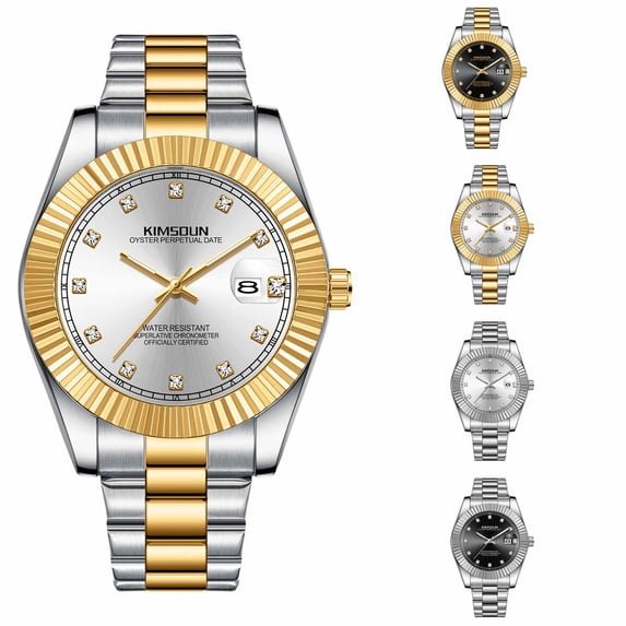 Resicozy Men’s Wrist Watch Stainless Steel Business Dress Watch with Date Waterproof Classic Casual Wristwatch B One Size