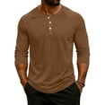 thumbnail image 1 of Resicozy Mens 3/4 Sleeve Tshirts Casual Henley Raglan Tops Classic Big and Tall Shirt Button Down Clothes Spring Summer Earthy Yellow 2XL, 1 of 6