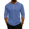 thumbnail image 1 of Resicozy Mens 3/4 Sleeve Tshirts Casual Henley Raglan Tops Classic Big and Tall Shirt Button Down Clothes Spring Summer Royal Blue M, 1 of 6
