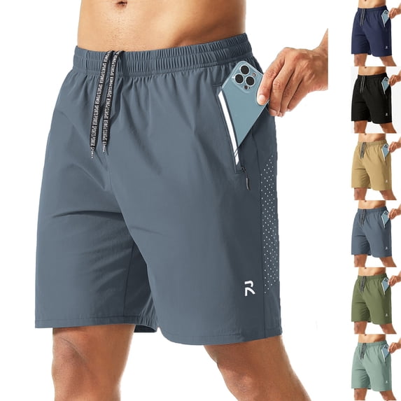 Resicozy Mens Athletic Running Shorts with Pockets Gym Workout Shorts Quick Dry Lightweight Sports Basketball Exercise Tennis Dark Gray XL