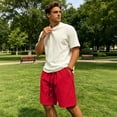 thumbnail image 1 of Resicozy Mens Athletic Shorts Quick Dry Elastic Waist Gym Workout Lightweight Stretch Shorts with Pockets Red M, 1 of 6