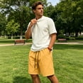 thumbnail image 1 of Resicozy Mens Athletic Shorts Quick Dry Elastic Waist Gym Workout Lightweight Stretch Shorts with Pockets Saffron M, 1 of 6