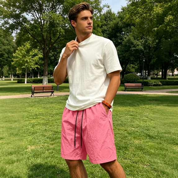 Resicozy Mens Athletic Shorts Quick Dry Elastic Waist Gym Workout Lightweight Stretch Shorts with Pockets Watermelon Red 2XL
