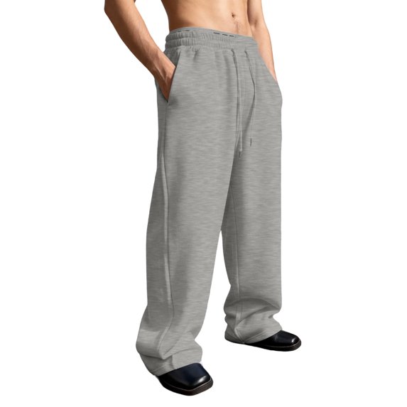 Resicozy Mens Baggy Sweatpants Baggy Casual Straight Wide Leg Sweat Pants Athletic Workout Gym Jogger with Pockets Light Gray 2XL