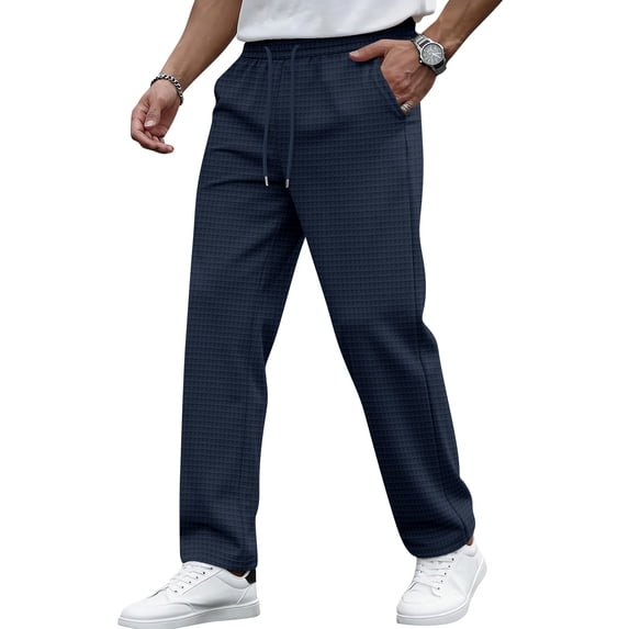 Resicozy Mens Baggy Sweatpants Loose Fit Cotton Casual Comfy Stretch Wide Leg Sweat Pants with Pockets Navy 3XL