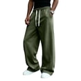 thumbnail image 1 of Resicozy Mens Baggy Sweatpants Wide Leg Streetwear Casual Lounge Pants Drawstring Elastic Waist Solid Sweat Pants with Pockets Army Green S, 1 of 9