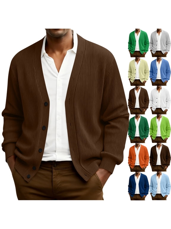 Mens Cardigan Sweater Loose Fit Button Up Plus Size Cardigan Spring Dressy Casual Long Sleeve Ribbed Knit Sweater Green 4XL