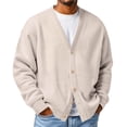 thumbnail image 1 of Resicozy Mens Cardigan Sweater Waffle Knit Long Sleeve Cardigan Open Front Lightweight Casual Button Down Cardigan Beige S, 1 of 6