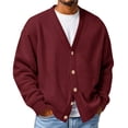 thumbnail image 1 of Resicozy Mens Cardigan Sweater Waffle Knit Long Sleeve Cardigan Open Front Lightweight Casual Button Down Cardigan Wine S, 1 of 5