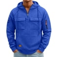 thumbnail image 1 of Resicozy Mens Cargo Hoodies Quarter Zip Sweatshirts Tactical Pullover Casual Gym Athletic Loose Hooded Sweatshirts with Pocket Blue 3XL, 1 of 7