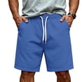 thumbnail image 1 of Resicozy Mens Casual Shorts Cotton Elastic Waist Shorts Drawstring Summer Beach Shorts with Pockets Blue 2XL, 1 of 5