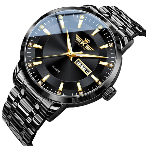 Resicozy Mens Casual Stainless Watchea Big Face Quartz Watch Classic Numeral Dial Dress Watch Black