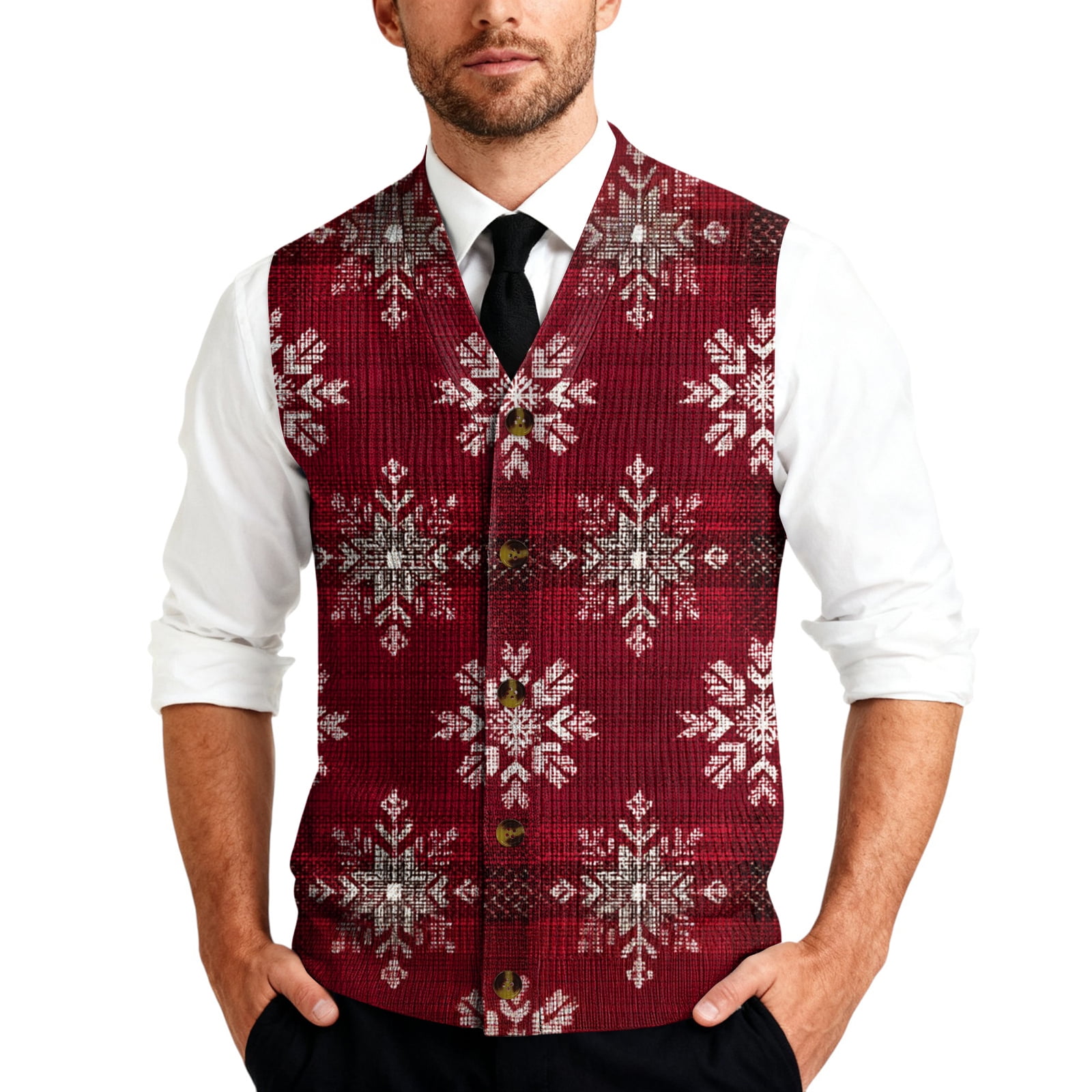 Resicozy Mens Christmas Sweater Vest Funny Xmas Print Holiday Vests V ...