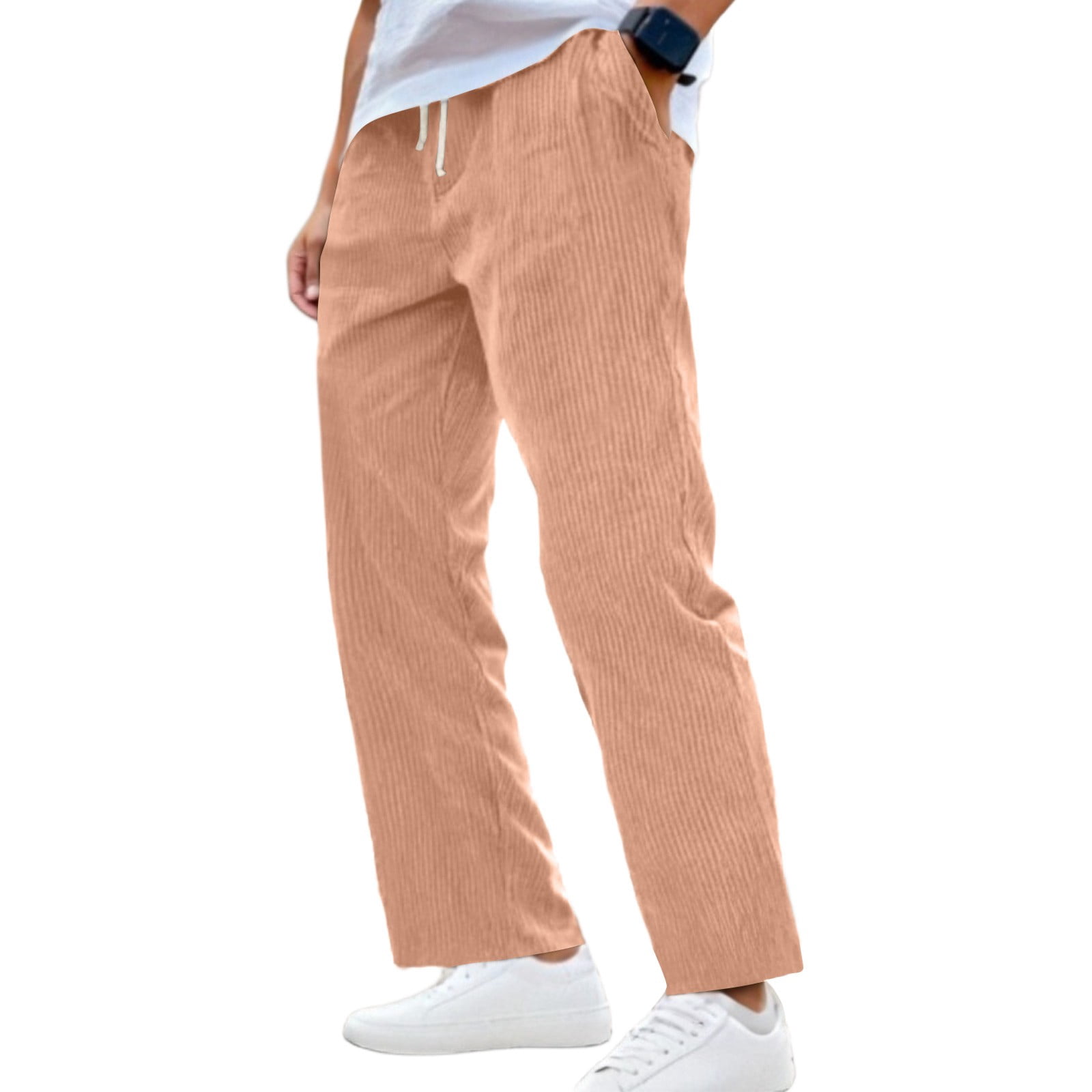 Resicozy Mens Corduroy Pants Baggy Wide Leg Casual Elastic Waist ...