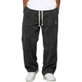 thumbnail image 1 of Resicozy Mens Corduroy Pants Wide Leg Fashion Casual Sweatpants Loose Fit Baggy Drawstring Elastic Waist Pant with Pockets Black XL, 1 of 3