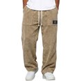 thumbnail image 1 of Resicozy Mens Corduroy Pants Wide Leg Fashion Casual Sweatpants Loose Fit Baggy Drawstring Elastic Waist Pant with Pockets Khaki 3XL, 1 of 3