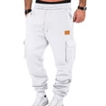 thumbnail image 1 of Resicozy Mens Fleece Cargo Sweatpants Casual Cotton Tapered Drawstring Athletic Workout Joggers Sweat Pants with Pockets White 2XL, 1 of 7