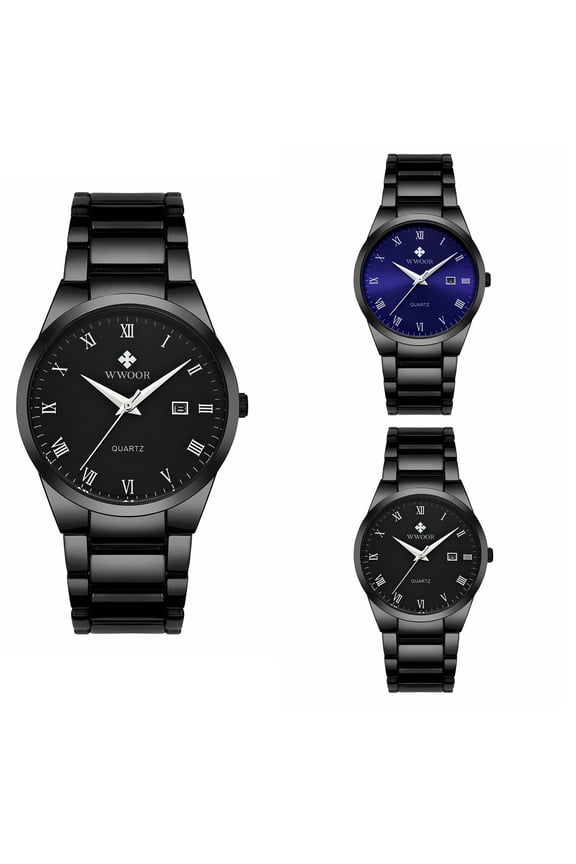 Mens Gold Watches Stainless Lightweight Watch with Date Classic Watch Gold White Blue Green Dial Purple