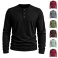 thumbnail image 1 of Resicozy Mens Henley Shirts Long Sleeve Casual T-Shirt Basic Lightweight Pullover Tees Black XL, 1 of 8