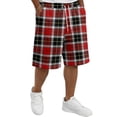 thumbnail image 1 of Resicozy Mens Plaid Shorts Casual Fashion Shorts Summer Beach Elastic Waist Drawstring Shorts with Pocket Red 4XL, 1 of 5