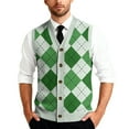 thumbnail image 1 of Resicozy Mens Plaid Sweater Vests V Neck Sleeveless Fashion Casual Cardigan Vest Fall Winter Tank Tops Green L, 1 of 7