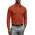 thumbnail image 1 of Resicozy Mens Polo Shirt Long Sleeve Athletic Solid Color Collar Golf Shrit Saffron 3XL, 1 of 8