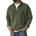 thumbnail image 1 of Resicozy Mens Quarter Zip Casual Solid Color Sweatshirts Long Sleeve Stand Collar Lightweight Fall Pullover with Pockets Army Green 3XL, 1 of 3