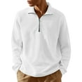 thumbnail image 1 of Resicozy Mens Quarter Zip Pullover Slim Fit Lightweight Solid Color Sweater Casual Mock Neck Sweater White XL, 1 of 6