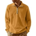 thumbnail image 1 of Resicozy Mens Quarter Zip Pullover Slim Fit Lightweight Solid Color Sweater Casual Mock Neck Sweater Yellow L, 1 of 6