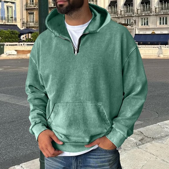 Resicozy Mens Quarter Zip Sweatshirts Vintage Casual Comfort Streetwear Sweatshirt with Pockets 2025 Mint Green 3XL