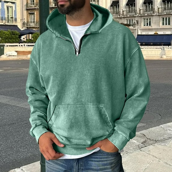 Resicozy Mens Quarter Zip Sweatshirts Vintage Casual Comfort Streetwear Sweatshirt with Pockets 2025 Mint Green XL