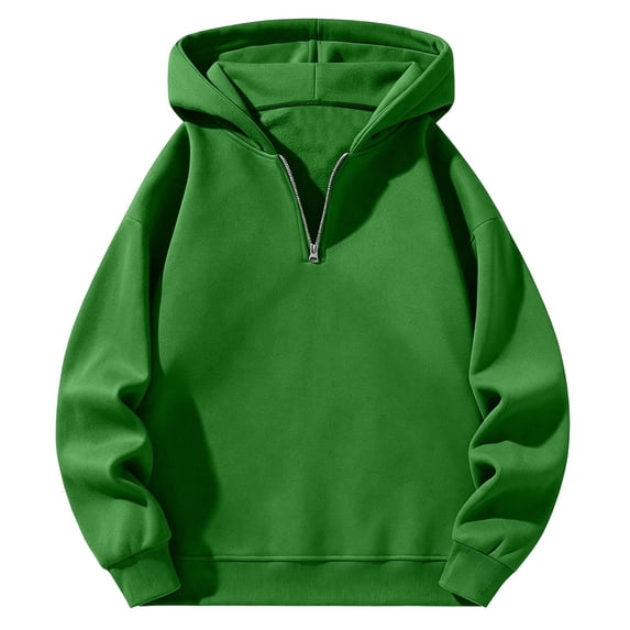 Resicozy Mens Quarter Zip Up Hoodies Long Sleeve Drop Shoulder Sweatshirt Casual Fall Winter Streetwear Pullover 2026 Green 2XL
