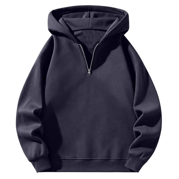 Resicozy Mens Quarter Zip Up Hoodies Long Sleeve Drop Shoulder Sweatshirt Casual Fall Winter Streetwear Pullover 2026 Navy L