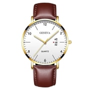 Resicozy Mens Watch Leather Watch Quartz Watch Classic Numeral Watch for Business Casual Hands Wrist Watches B