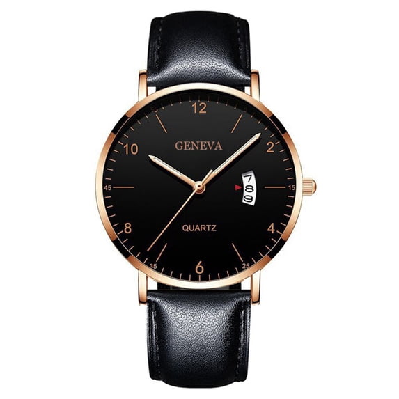 Resicozy Mens Watch Leather Watch Quartz Watch Classic Numeral Watch for Business Casual Hands Wrist Watches O