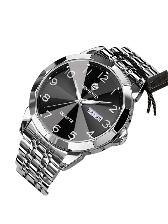 Mens Watch Men’s Quartz Watch Stainless with Date Window for Business Work Sport Casual Elegant Gifts Black#1