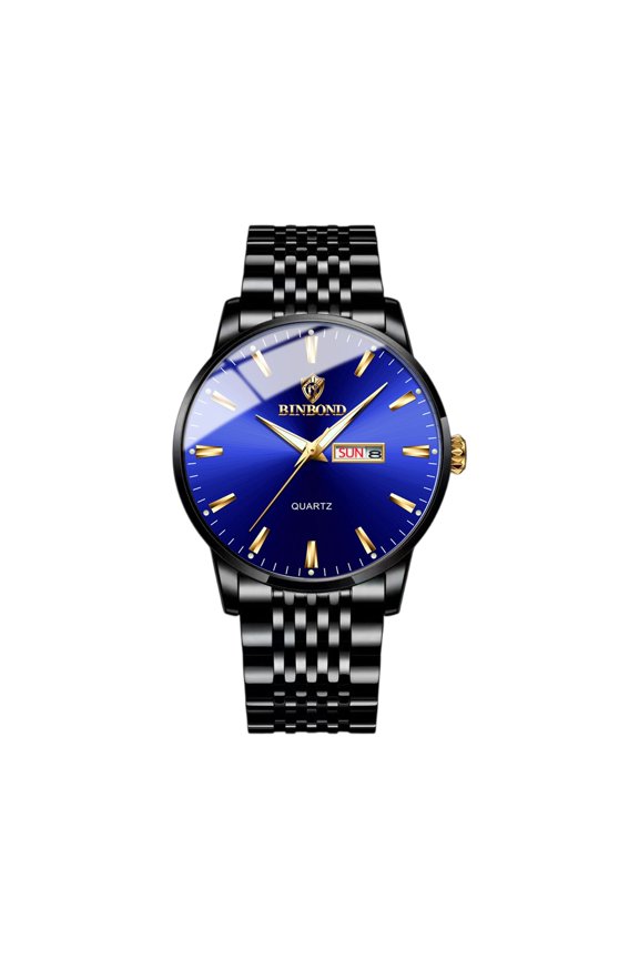 Mens Watch Men’s Quartz Watch Stainless with Date Window for Business Work Sport Casual Elegant Gifts Blue with Black Band