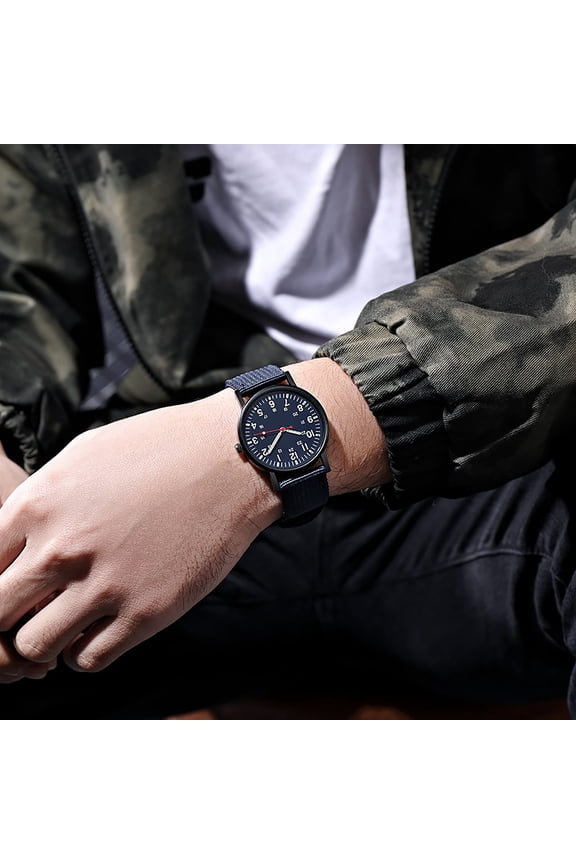 Mens Watch Quartz Mesh Watch Band Dressy Watches Classic Casual Wrist Watch Large Face with Date Navy